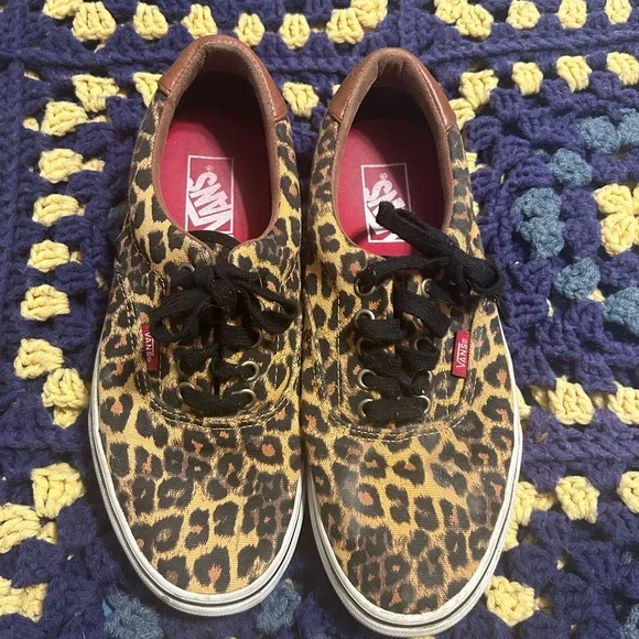 Vans Brown and Black Leopard Print Sneakers - Picture 1 of 4